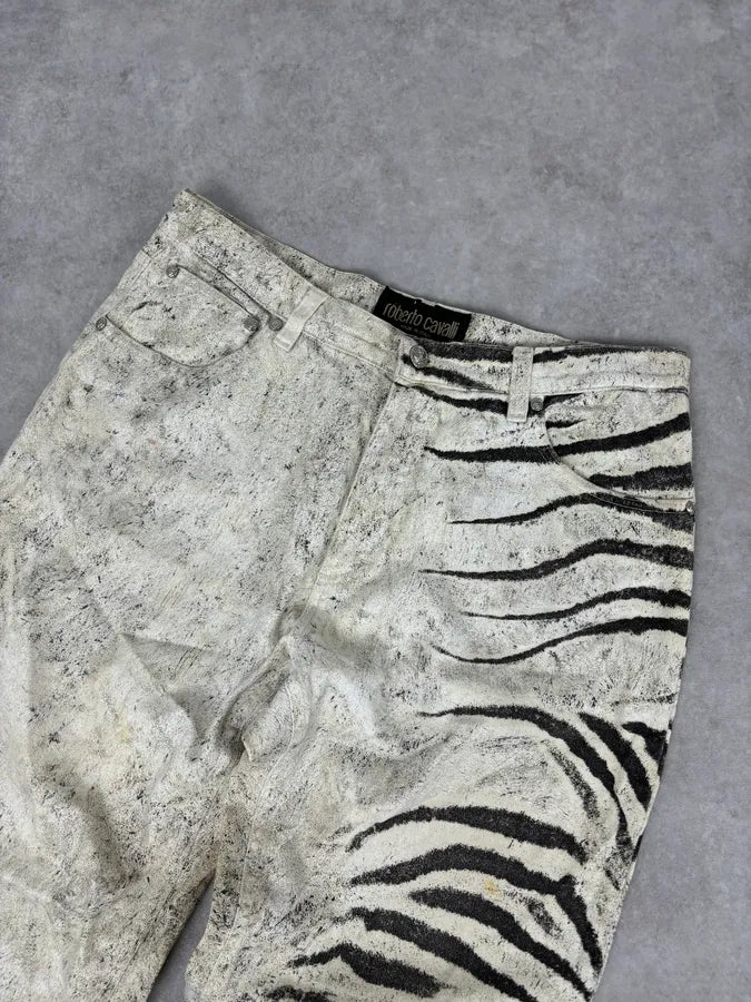 2000s Roberto Cavalli Creamy White Savage Zebra Pants TKIoeob 4