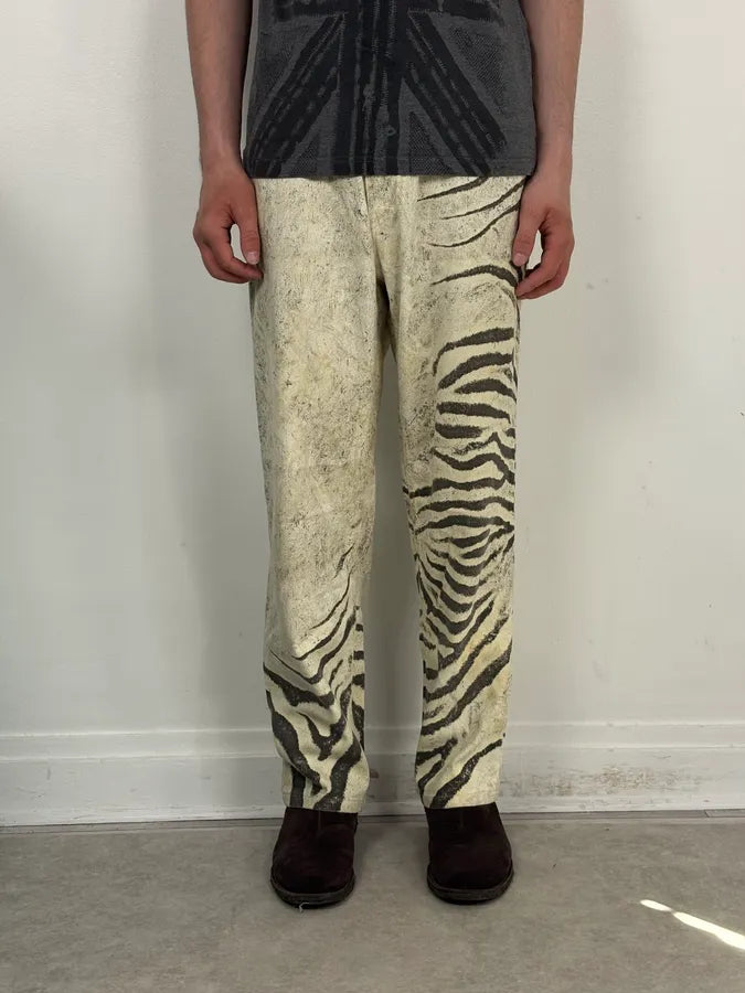 2000s Roberto Cavalli Creamy White Savage Zebra Pants TKIoeob 1