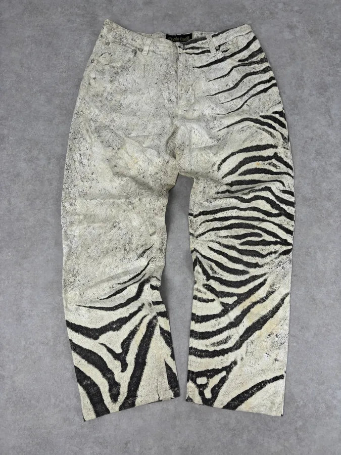 2000s Roberto Cavalli Creamy White Savage Zebra Pants TKIoeob 0