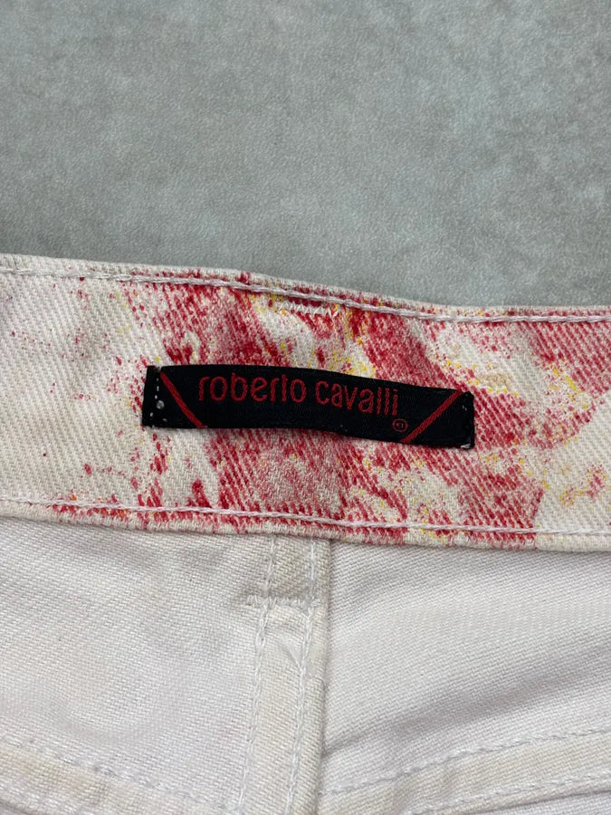 2000s Roberto Cavalli Orange Denim Tie-Dye Fire Jeans ulaZqkE 10