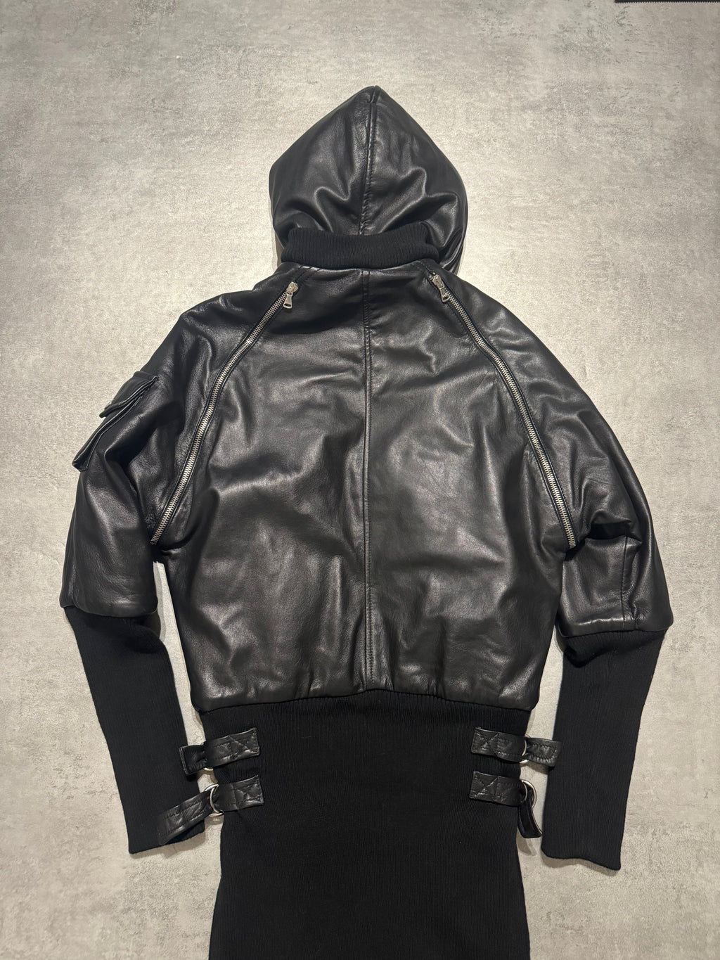 AW2003 Dolce & Gabbana Black Multi Zips Hooded Bondage Jacket   (XS/S) - 4