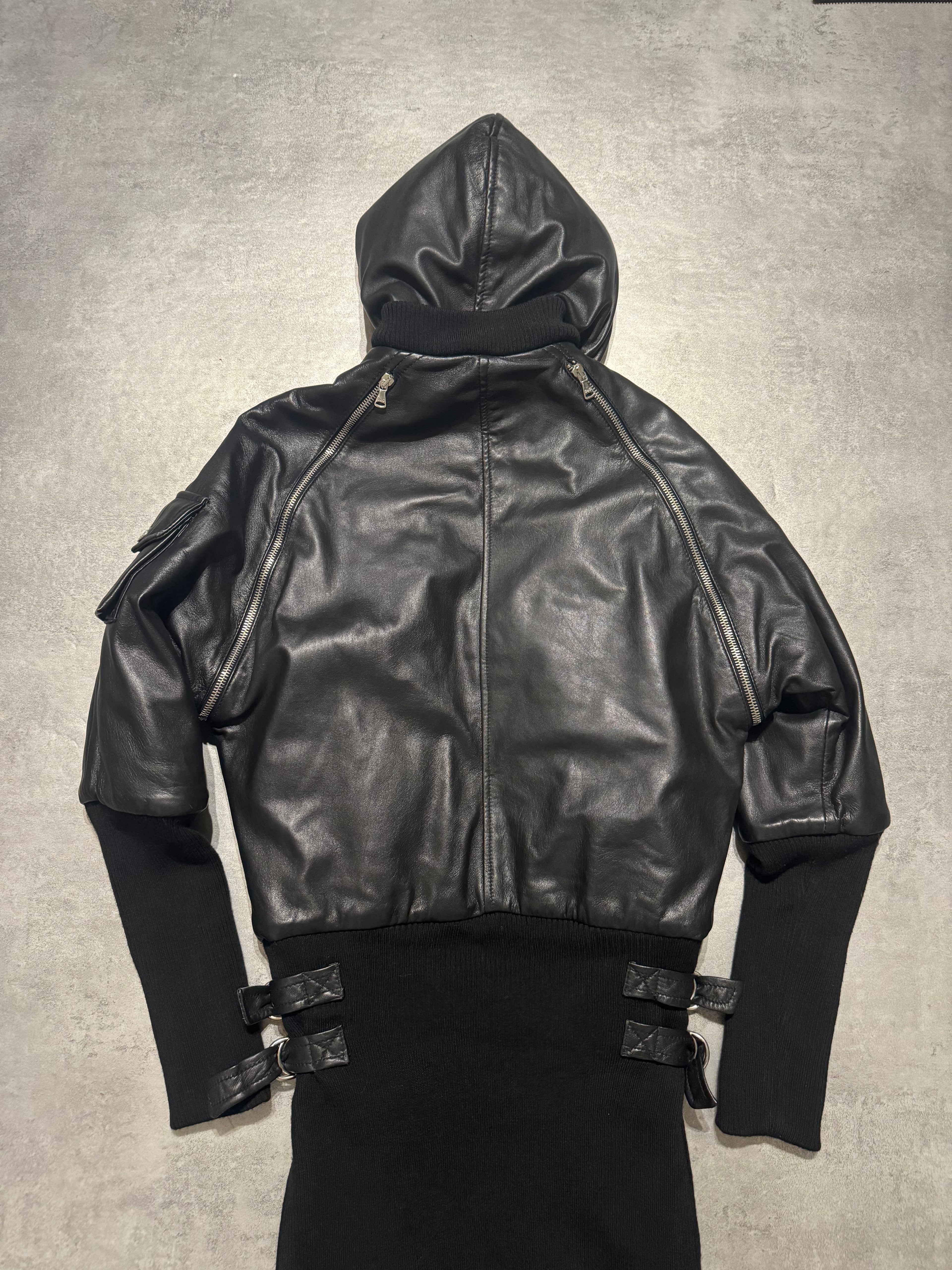AW2003 Dolce & Gabbana Black Multi Zips Hooded Bondage Jacket   (XS/S) - 4