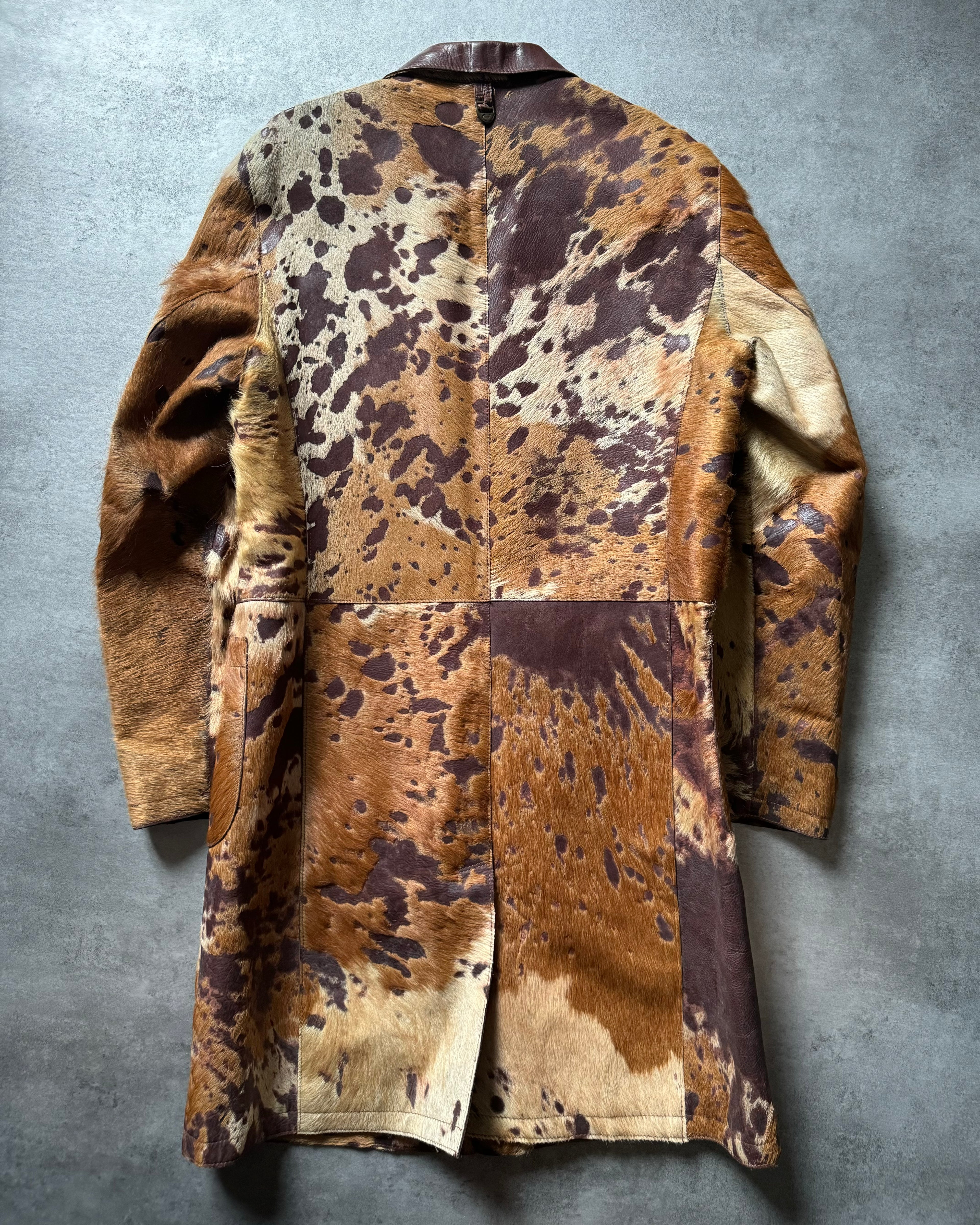AW2004 Cavalli Brown Pony Hair Long Leather Jacket (M) - 2