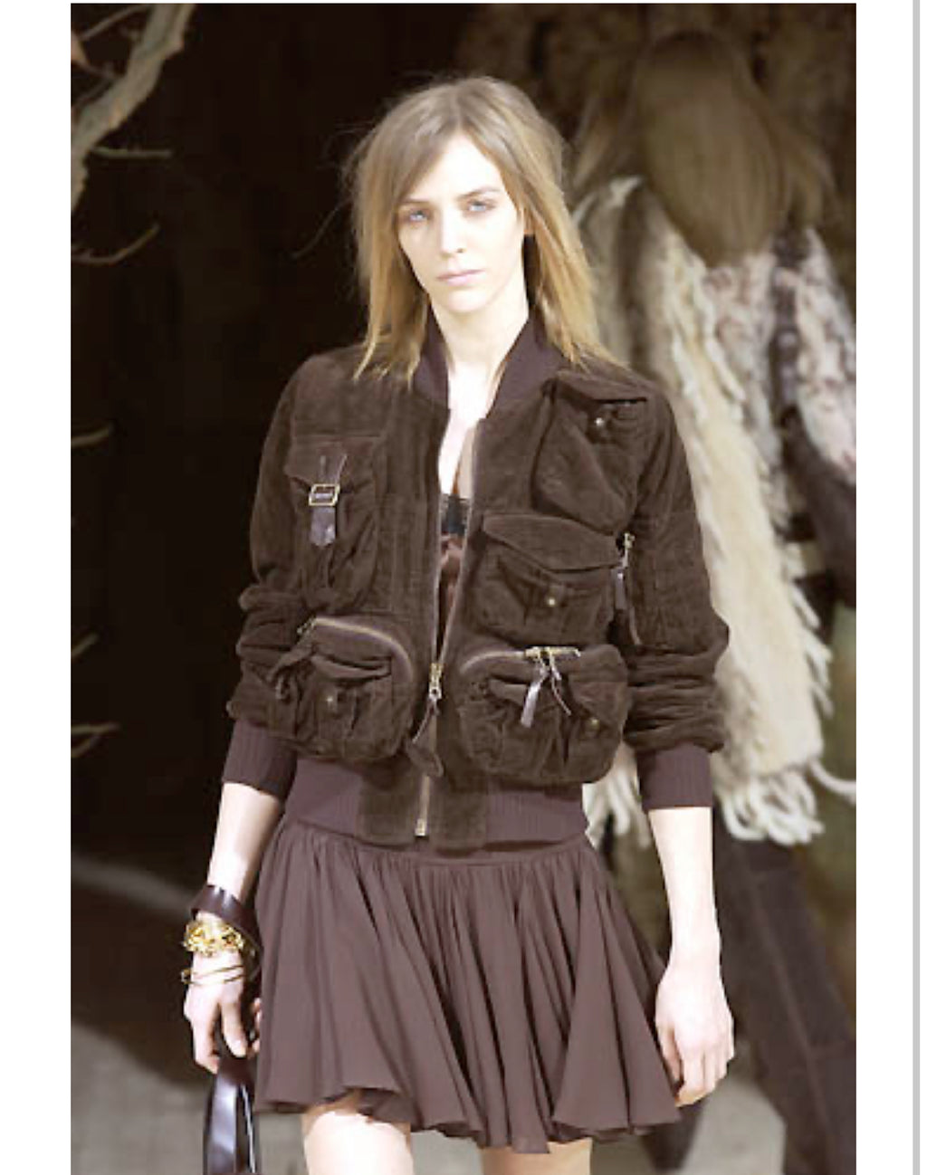 AW2002 Dolce & Gabbana Multi Pockets Rabbit Velvet Bomber Jacket (XS) - 3