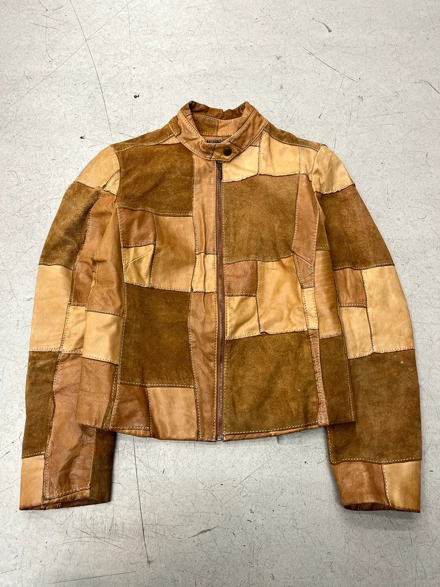 1990s Plein Sud Patchwork Camel Leather Jacket yCSnxDlX 0