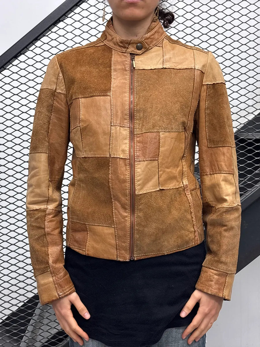 1990s Plein Sud Patchwork Camel Leather Jacket yCSnxDlX 1