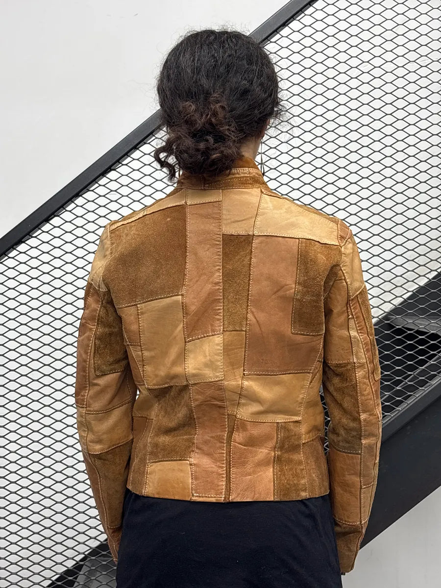 1990s Plein Sud Patchwork Camel Leather Jacket yCSnxDlX 2