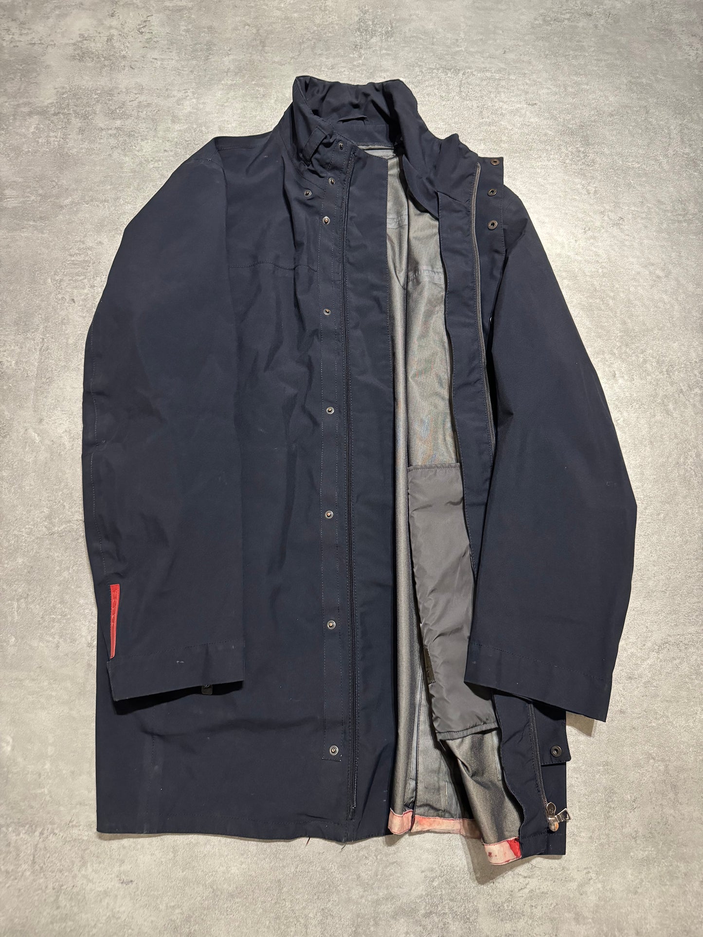 2000s Prada Navy Windbreaker Long Jacket (L) - 2