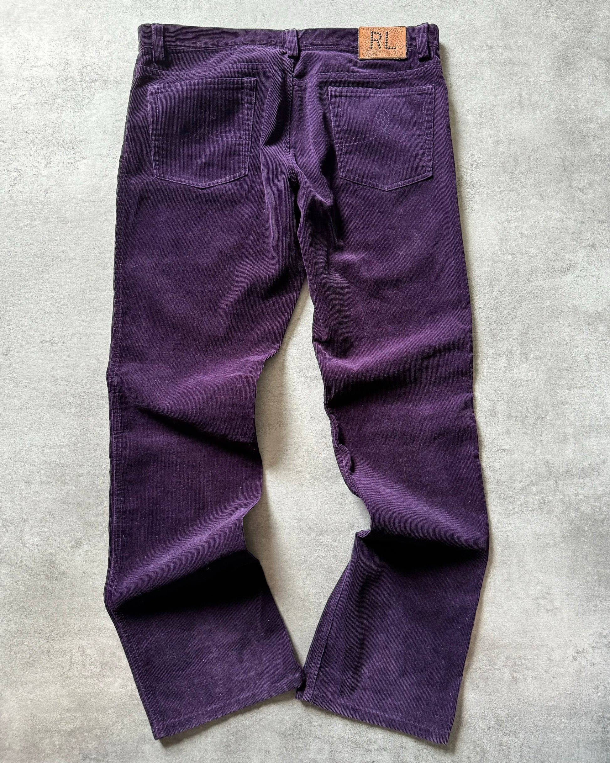 2000s Ralph Lauren Velvet Purple Cozy Pants (L) - 3