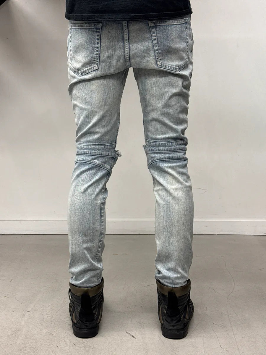 SS2015 Balmain Denim Biker Light Slim Blue Denim Jeans yITmOZKT 3