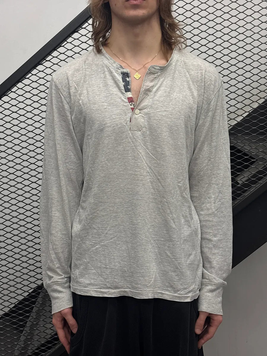 2010s Ralph Lauren Grey Flag Placket Henley Longsleeve yKJsVqzm 0
