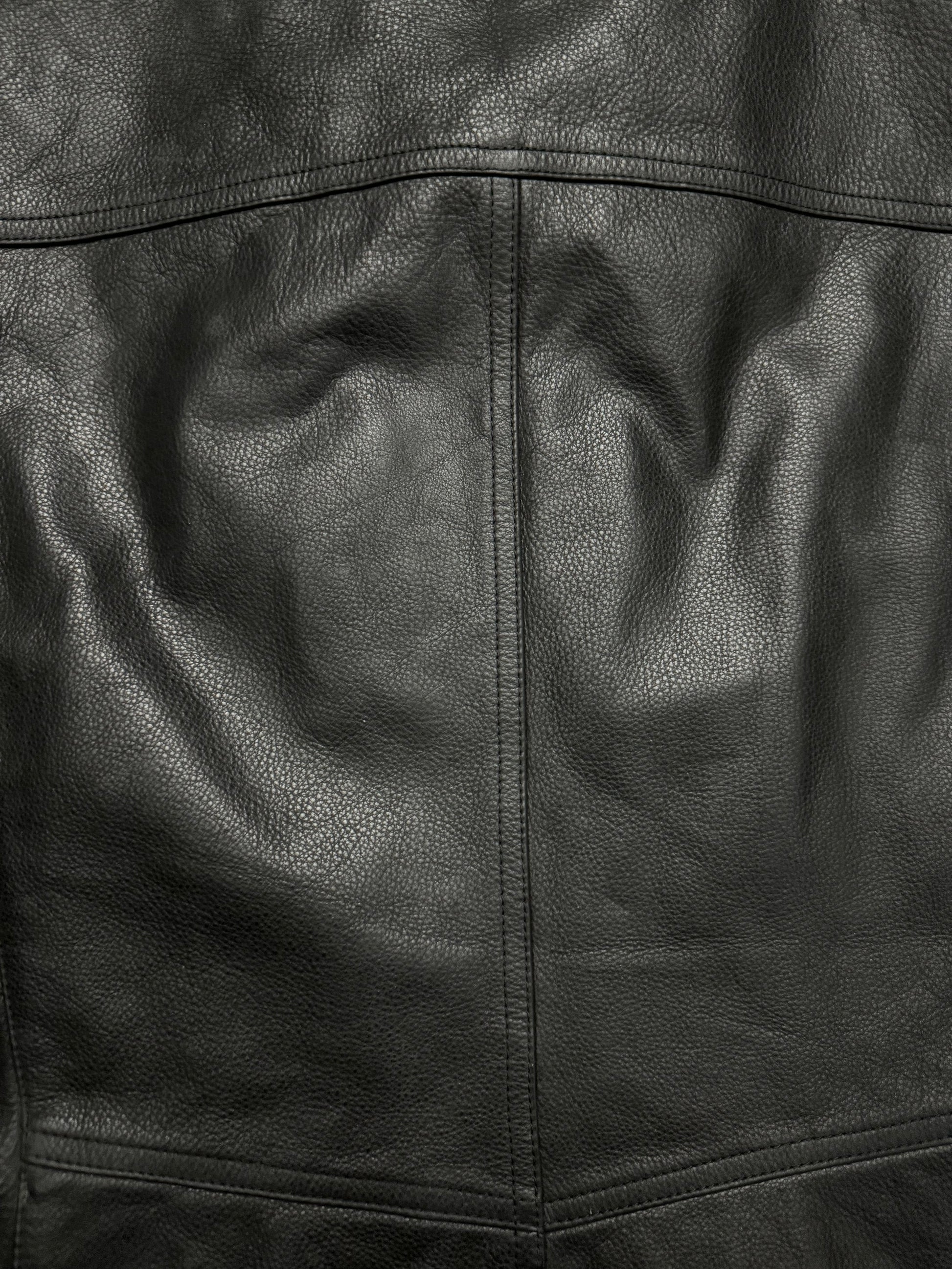 2000s Armani Black Shearling Biker Minimalist Leather Jacket (M) - 6