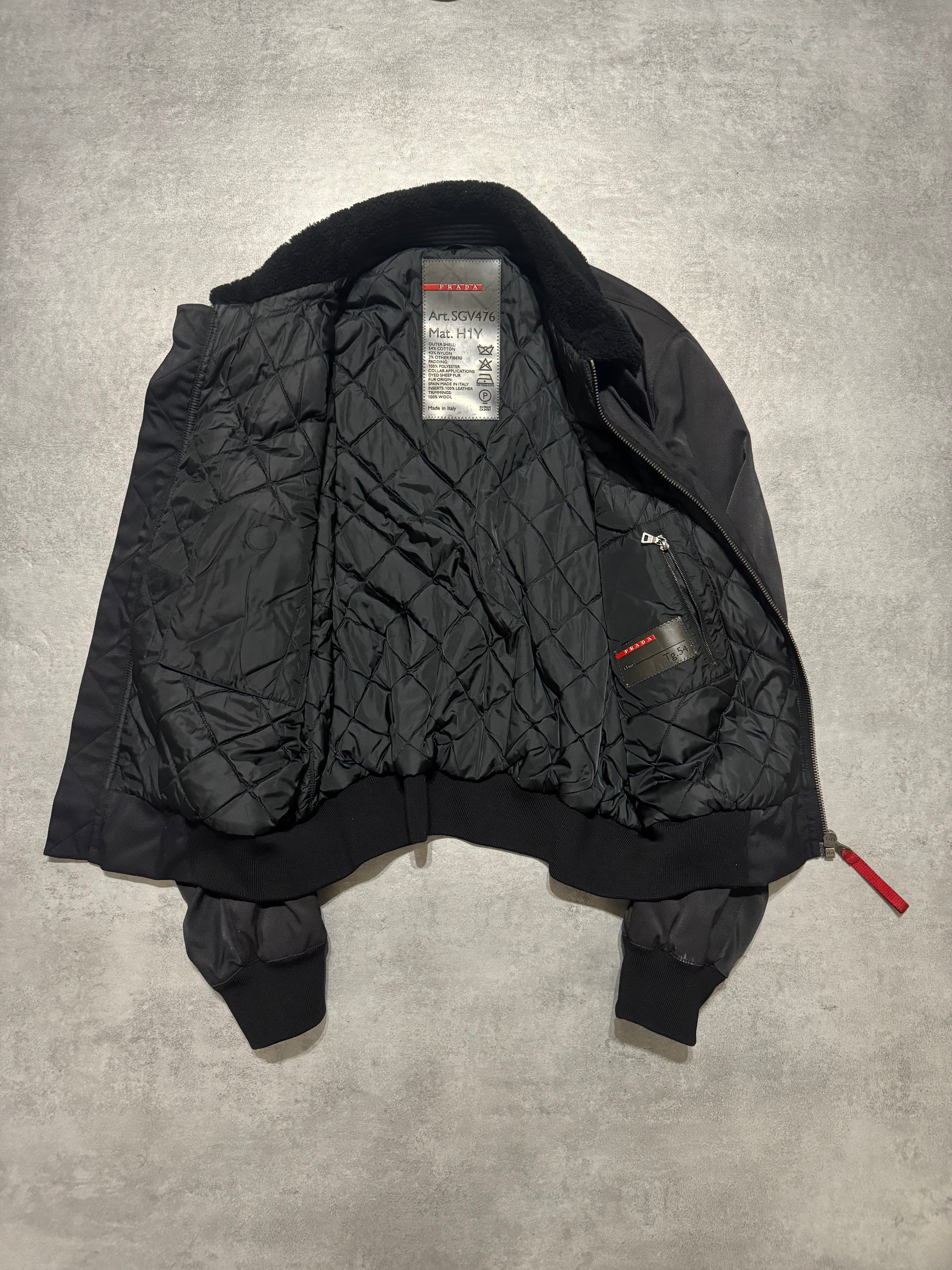 2000s Prada Black Aviator Cozy Bomber Jacket (L) - 9