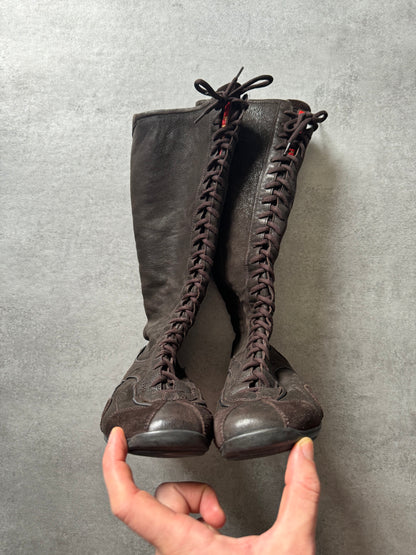 2000s Prada Brown Ankle Leather Boots (38,5) - 4