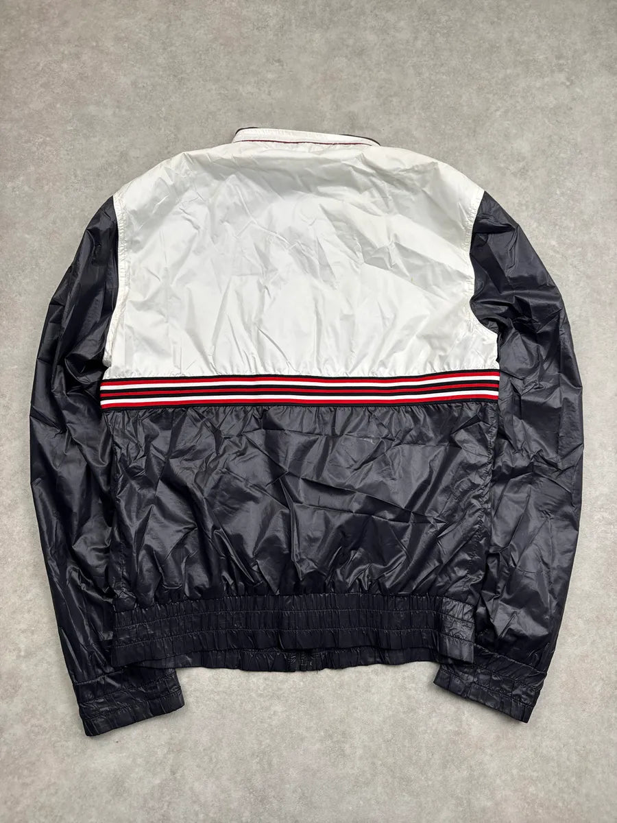2010s Dolce & Gabbana Navy White Nylon Colorblock Stripe Windbreaker Jacket yOysciHk 4