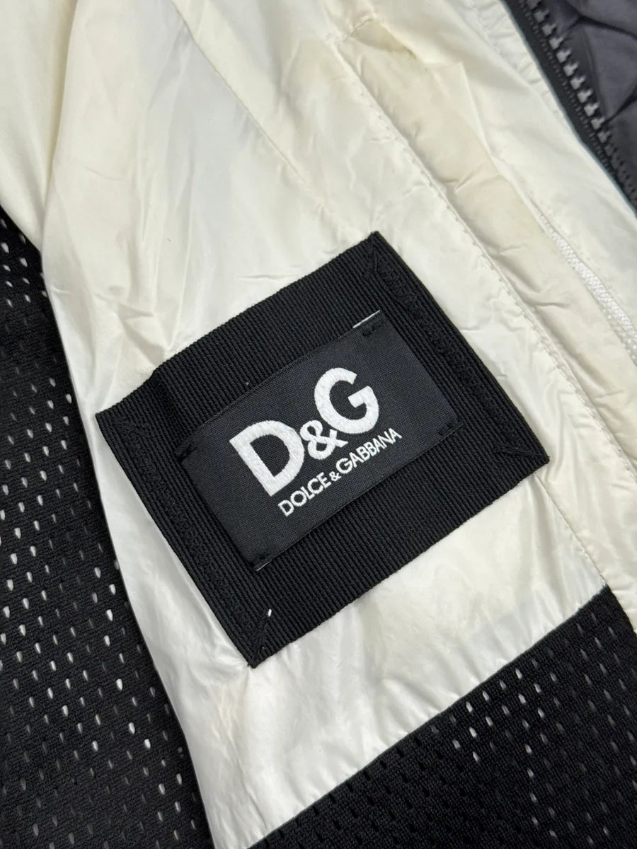 2010s Dolce & Gabbana Navy White Nylon Colorblock Stripe Windbreaker Jacket yOysciHk 11