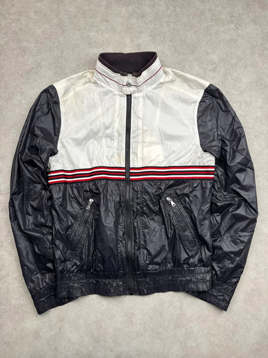2010s Dolce & Gabbana Navy White Nylon Colorblock Stripe Windbreaker Jacket yOysciHk 0