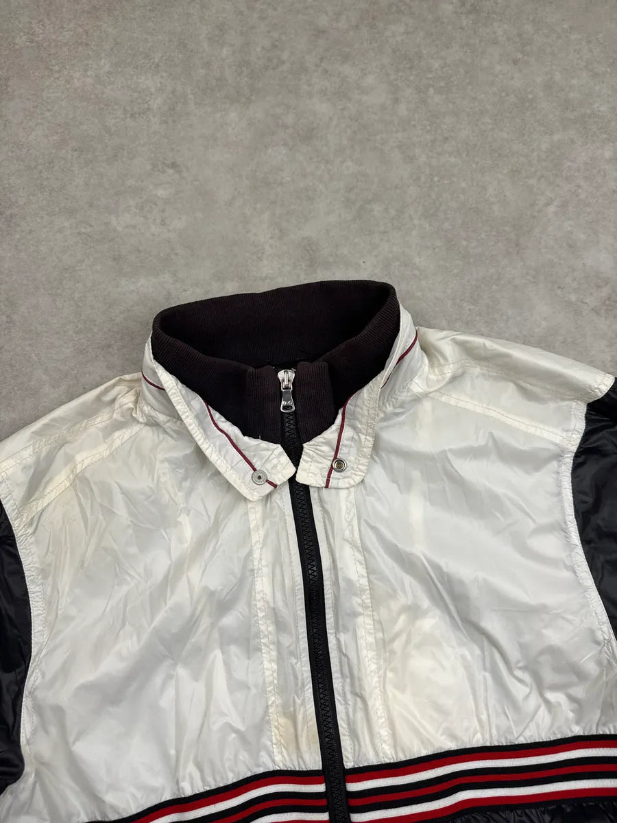 2010s Dolce & Gabbana Navy White Nylon Colorblock Stripe Windbreaker Jacket yOysciHk 8