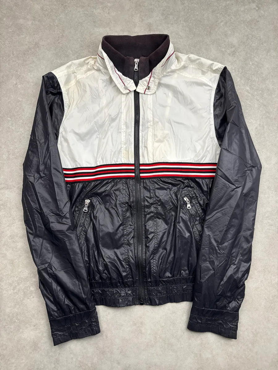 2010s Dolce & Gabbana Navy White Nylon Colorblock Stripe Windbreaker Jacket yOysciHk 3