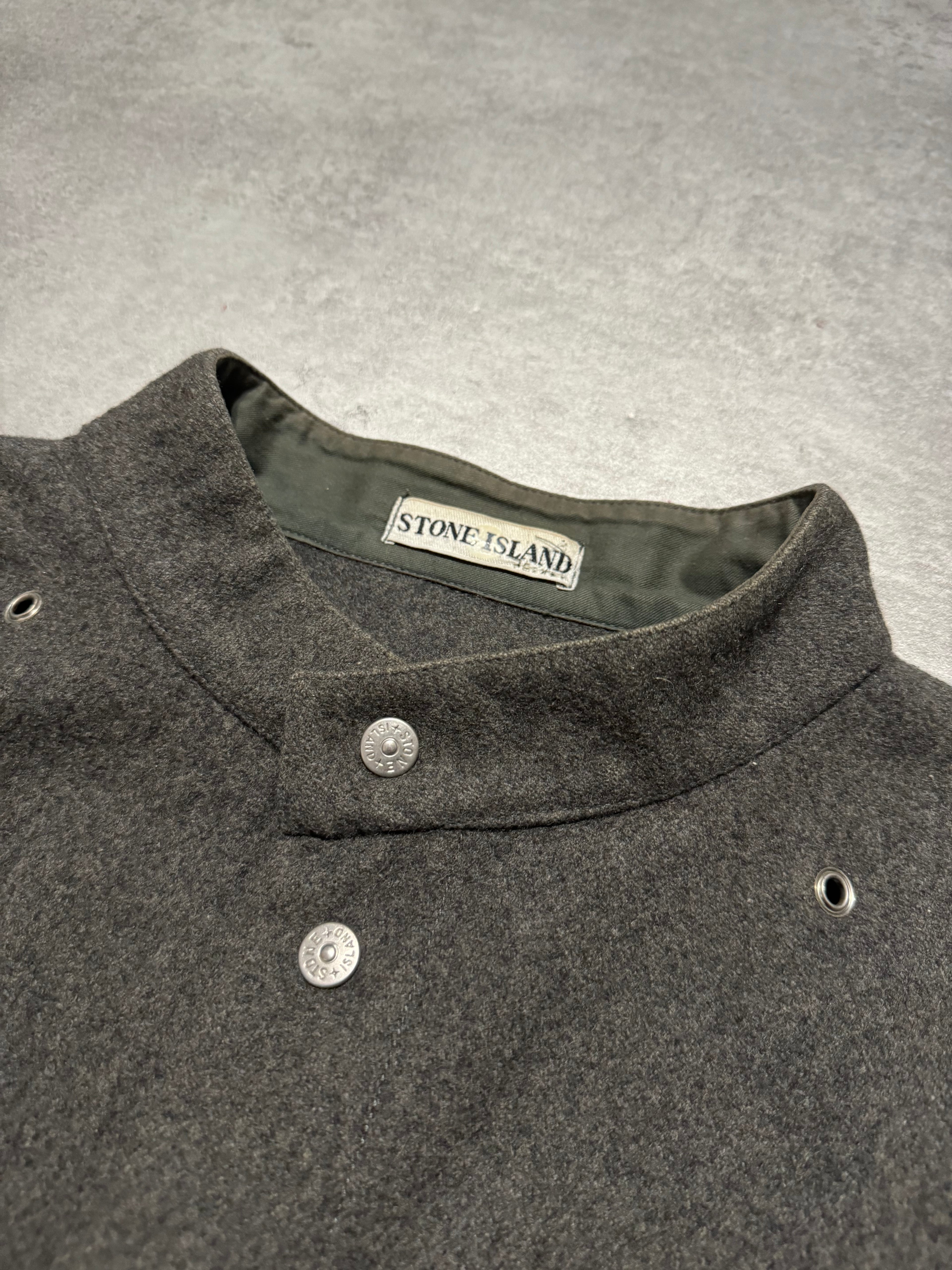 1990s Stone Island Grey Reversed Effect Mao Jacket (M) - 8