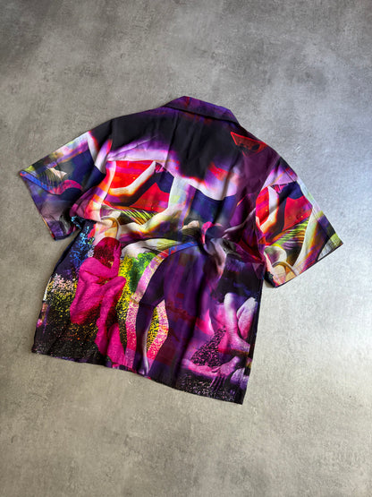 SS2019 Prada Psychedelic Amethyst Silk Bowling Shirt (L) - 3