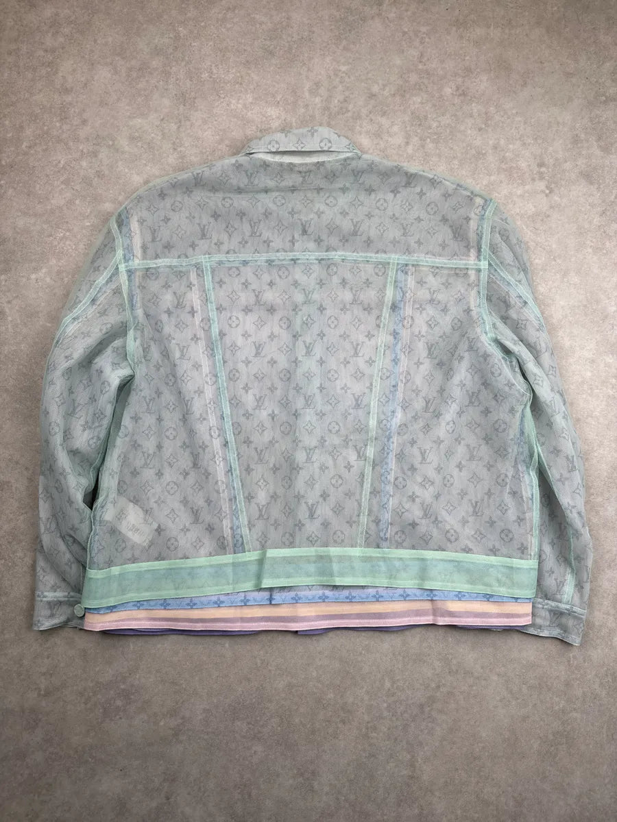 SS2020 Louis Vuitton Light Mint Sheer Mesh Monogram Trucker Jacket by Abloh yVCxEVeS 5