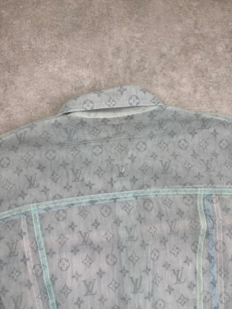 SS2020 Louis Vuitton Light Mint Sheer Mesh Monogram Trucker Jacket by Abloh yVCxEVeS 8