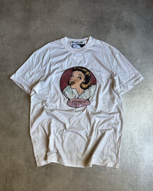 SS2018 Prada White Graphic Tee (S) - 1