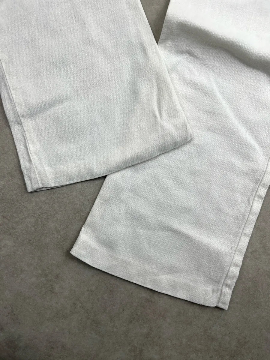 2010s Dolce & Gabbana Off-White Linen Blue Flower Pants yYrFEVWD 7