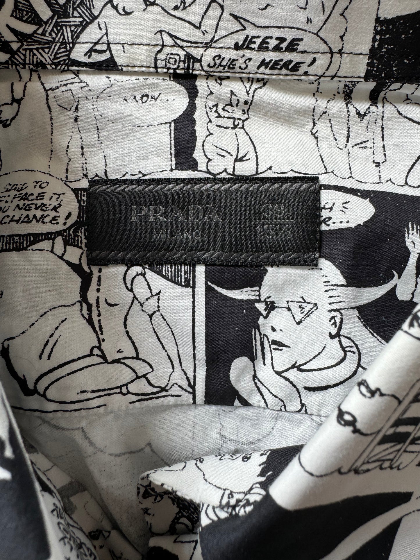 SS2019 Prada Black & White Comics Energy Shirt (S) - 8