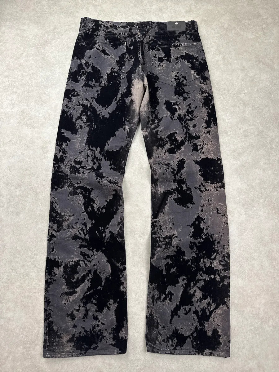 AW2003 Versace Hybrid Velvet Dark Grey Blood Effect Pants yaBtVKzi 4