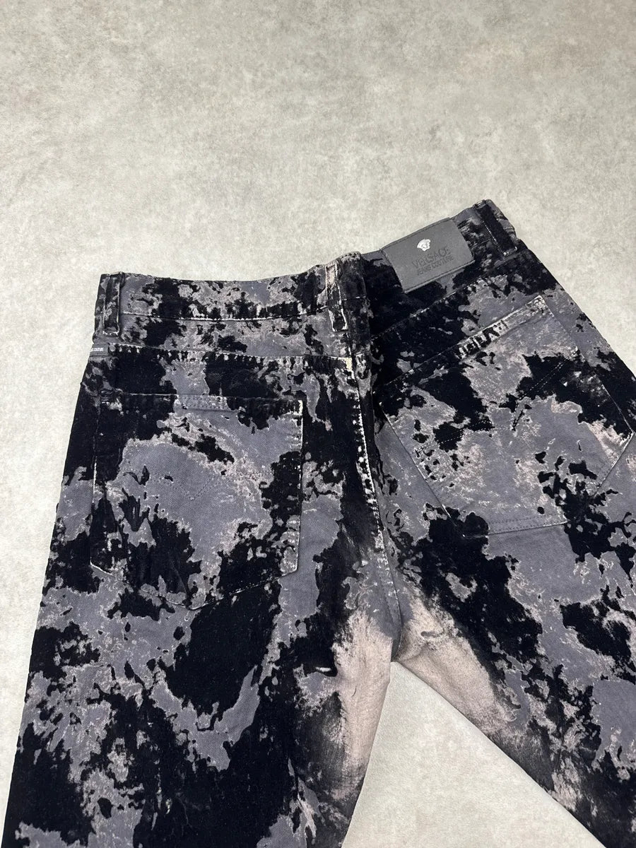 AW2003 Versace Hybrid Velvet Dark Grey Blood Effect Pants yaBtVKzi 9