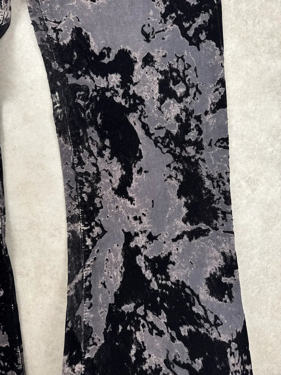 AW2003 Versace Hybrid Velvet Dark Grey Blood Effect Pants yaBtVKzi 6