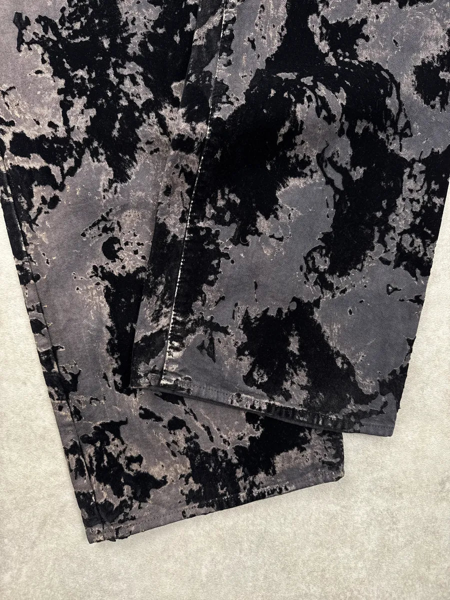 AW2003 Versace Hybrid Velvet Dark Grey Blood Effect Pants yaBtVKzi 7