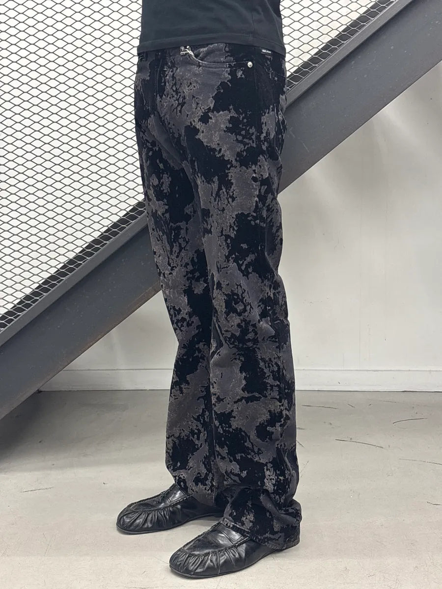 AW2003 Versace Hybrid Velvet Dark Grey Blood Effect Pants yaBtVKzi 2