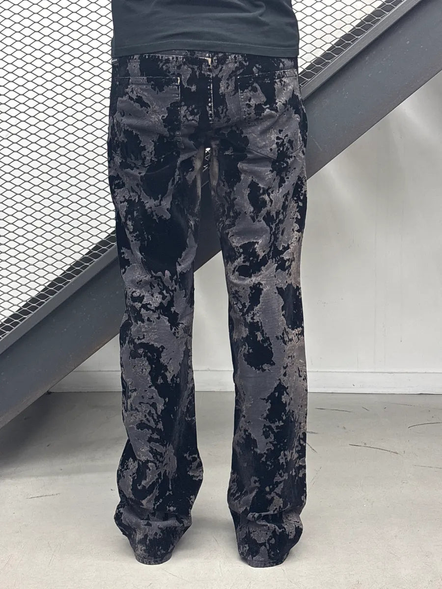 AW2003 Versace Hybrid Velvet Dark Grey Blood Effect Pants yaBtVKzi 3