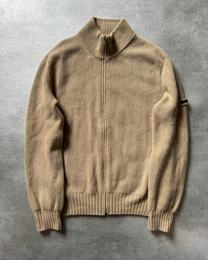SS2018 Prada Camel Full Zip Wool Minimalist Sweater (L) - 7