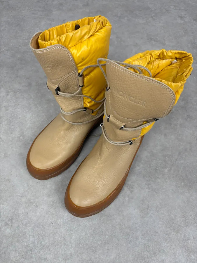 Moncler Yellow Cozy Leather Puffer Ski Boots sOQbMiq 2