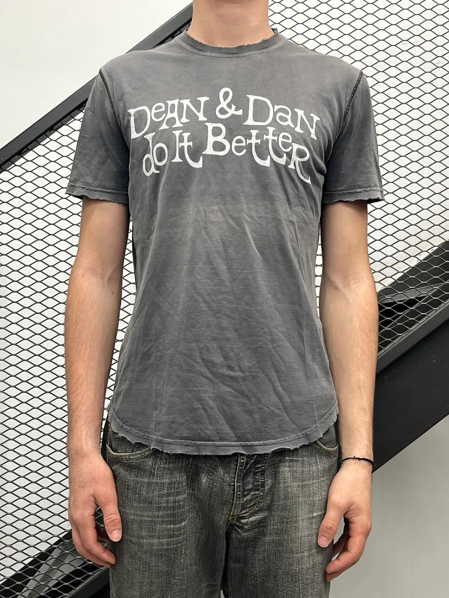 SS2005 Dsquared2 Grey Dean & Dan Slogan Logo T-Shirt yfXYjVJI 0