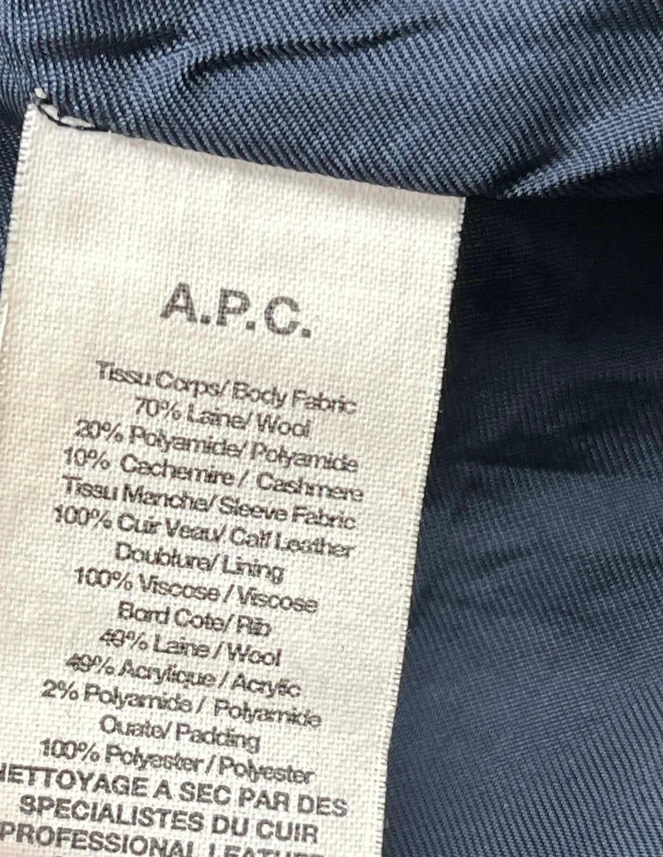 A.P.C. Dark Navy Wool Leather Varsity Bomber Jacket yhtXYvJh 9