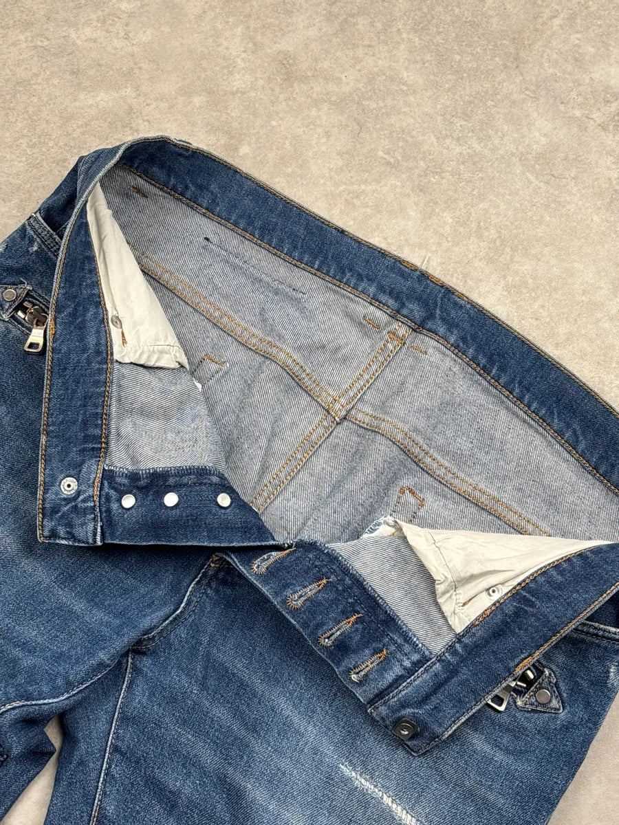 SS2018 Balmain Blue Denim Biker Zip Jeans yiBQEgiU 7