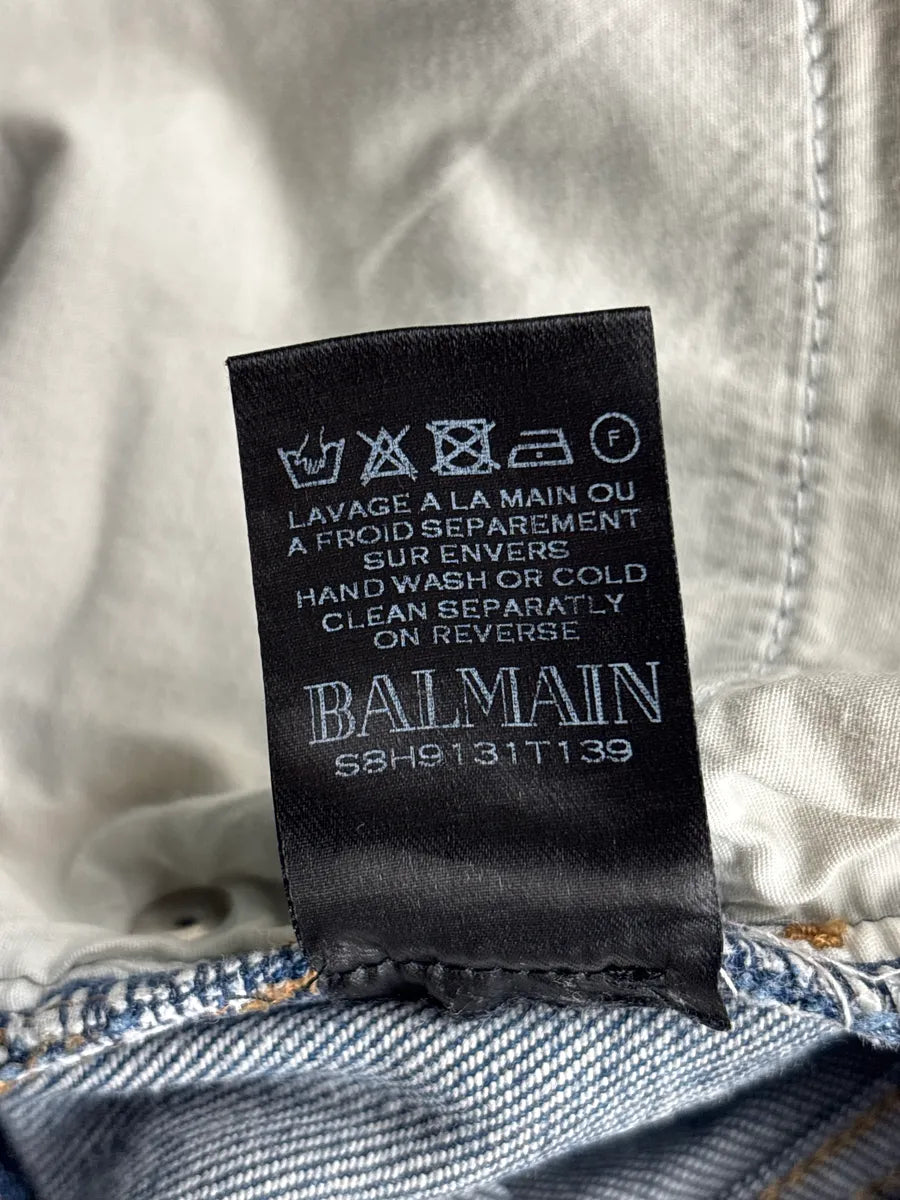 SS2018 Balmain Blue Denim Biker Zip Jeans yiBQEgiU 11