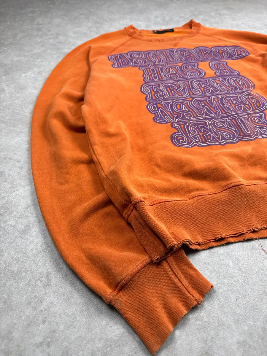 AW2005 Dsquared2 Orange Jesus’s Fried Distressed Sweatshirt yoEUcUup 5