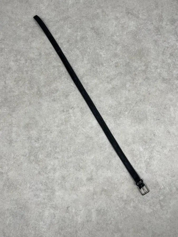 Yohji Yamamoto Cowhide Fur Black Leather Belt xrSFAnr 4