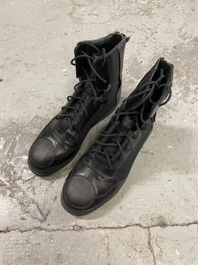 Yohji Yamamoto Y3 Adidas Black Leather Superstar Boots (40eu/us7) 2