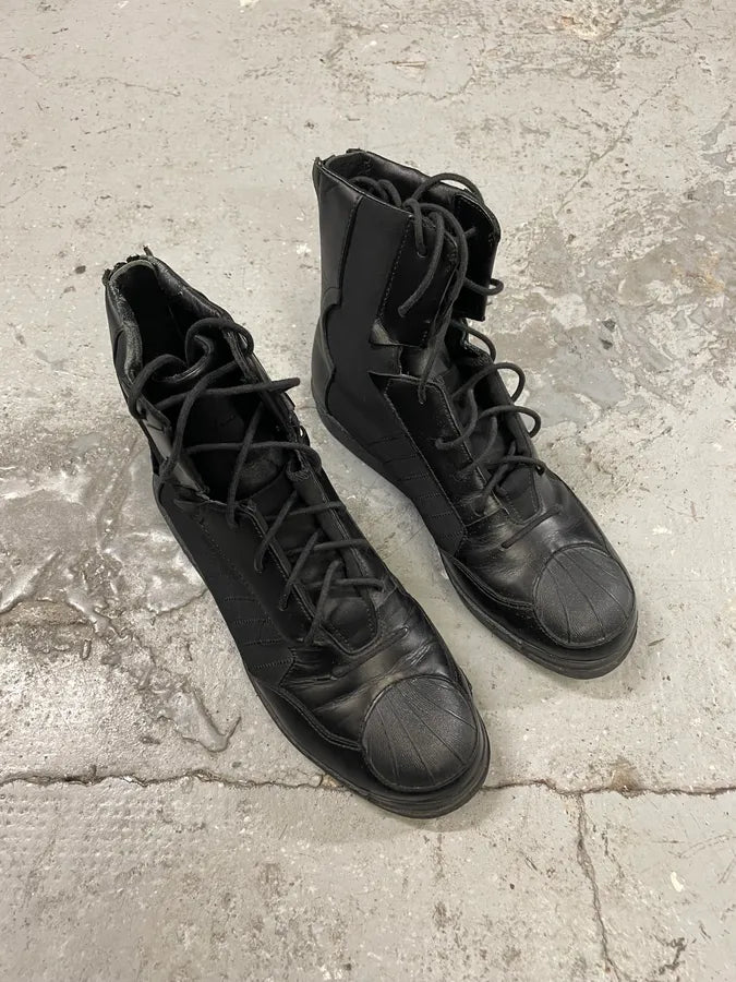 Yohji Yamamoto Y3 Adidas Black Leather Superstar Boots (40eu/us7) 3
