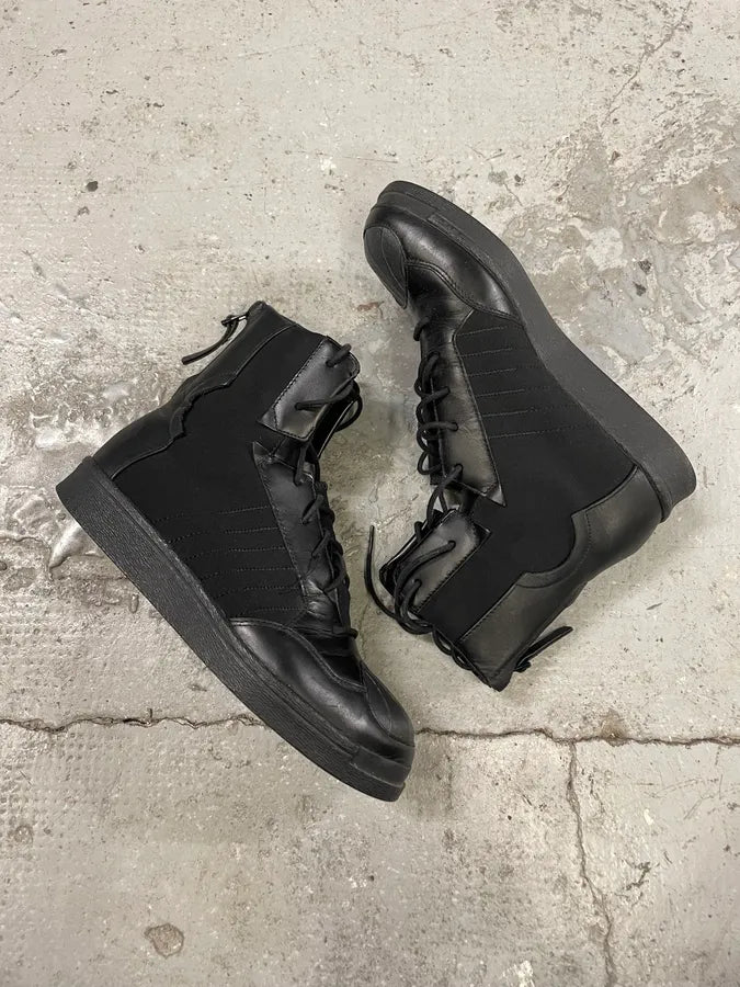 Yohji Yamamoto Y3 Adidas Black Leather Superstar Boots (40eu/us7) 5