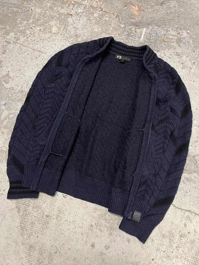 Yohji Yamamoto Y3 Navy Full Zip Cardigan (M/L) epnNAZV 4