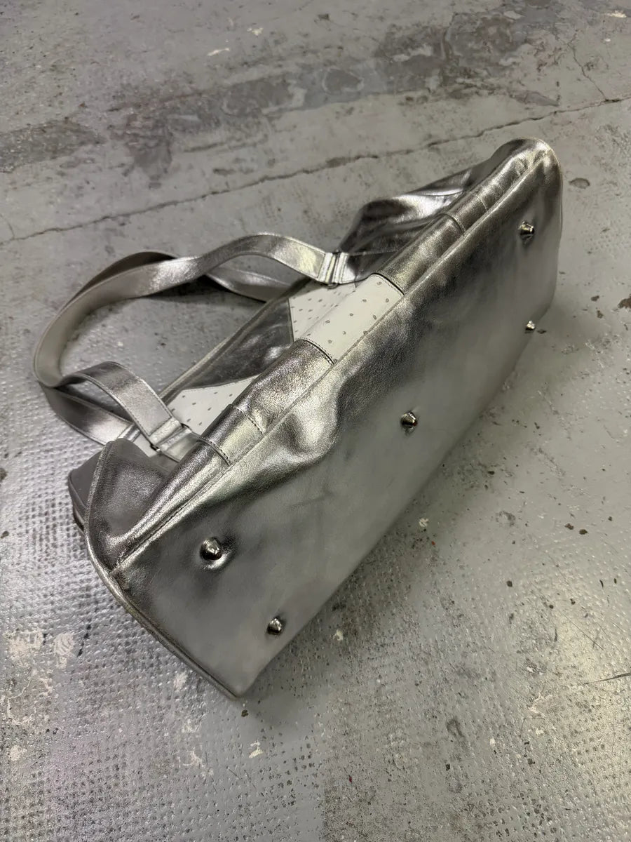 Yohji Yamamoto Y3 Ostrich Effect Sample Silver Leather Handle Bag cYZdMfw 4