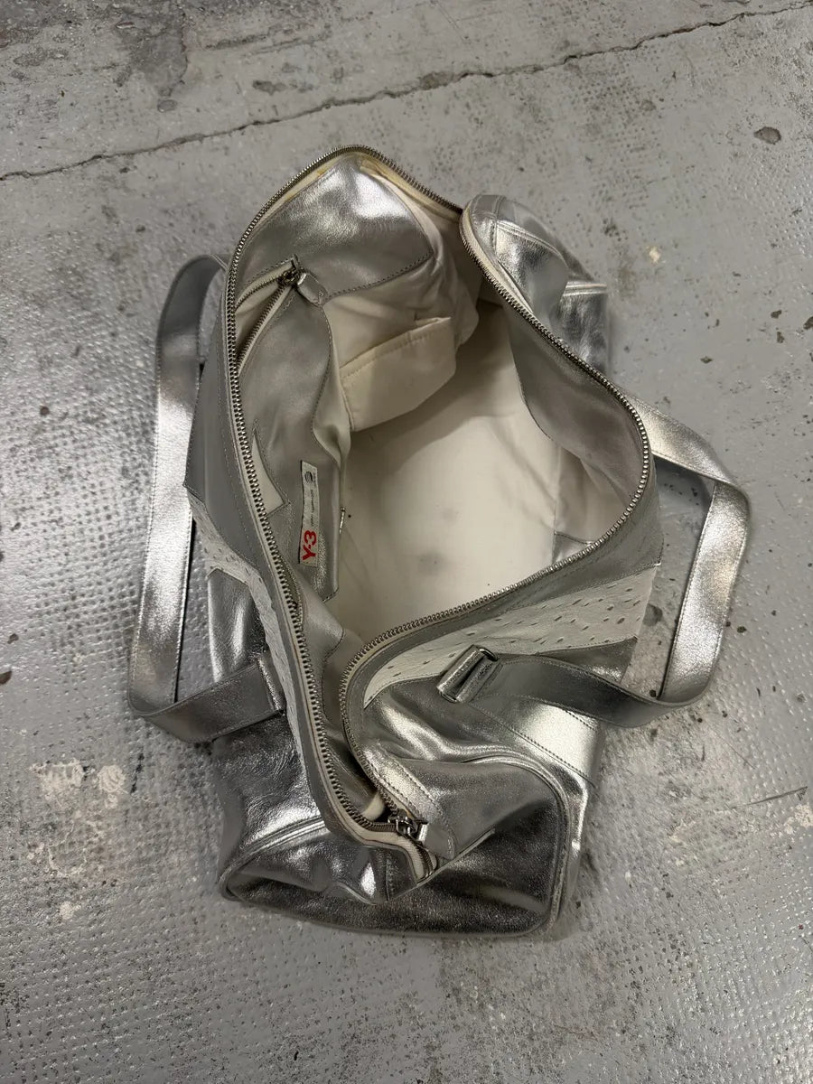Yohji Yamamoto Y3 Ostrich Effect Sample Silver Leather Handle Bag cYZdMfw 7